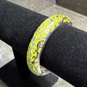 Vintage Green and Silver Enamel Bangle